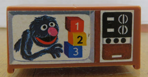 Vintage Fisher Price Little People - Sesame Street TV with Grover