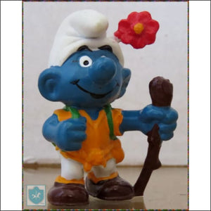 1978 - SMURFS - SCHTROUMPFS - SCHLEICH - with cane - made in HONG KONG - Toffey's Treasure Chest