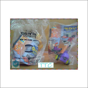 1996 Disney Burger King - OLIVER & company - kid's Meal Club - MIP (2 different) - Toffey's Treasure Chest