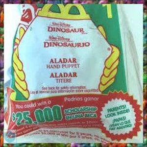 2000 Disney McDonald's - DINOSAUR - happy meal toy - MIP - No1 - Toffey's Treasure Chest