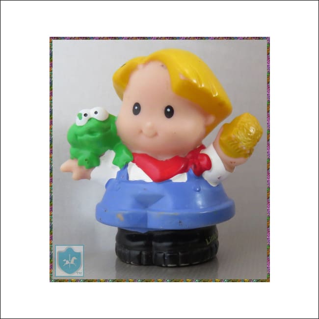 2001 Fisher-Price Little People - blond boy w frog - Toffey's Treasure Chest