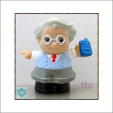 2001 Fisher-Price Little People - GRANDFATHER / grandpa blue phone - Toffey's Treasure Chest