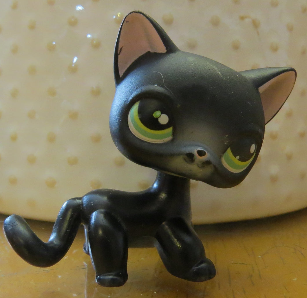 2005  LPS - LITTLEST PET SHOP - #336 black cat  / green eyes