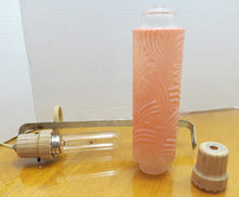 Vintage pink bedboard lamp -  glass lampshade - 3''tall x12''length