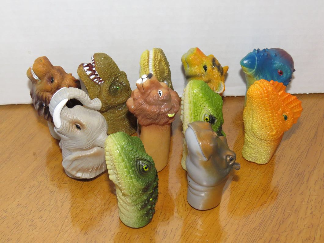11 Finger Puppet - ANIMALS - toy lot - solid pvc