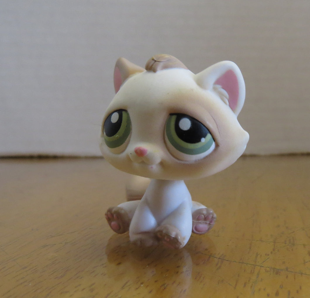 2005  LPS - LITTLEST PET SHOP - CAT kitten grey & white / green eyes