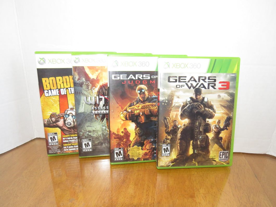 XBOX 360 - BORDERLAND - GEARS OF WAR - WITCHER 2 -  good recycled condition / recyclé