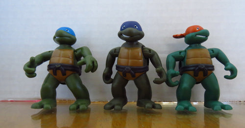 TMNT - TEENAGE MUTANT NINJA TURTLES - articulated figurines 3'' tall(lot of 3)