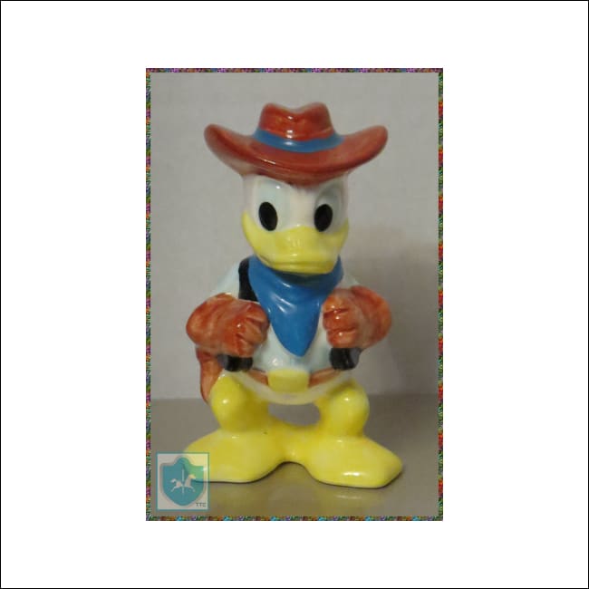 Disney Donald Duck As Cowboy - Ceramic - Hand-Glazed-Painted Figurine - Disney