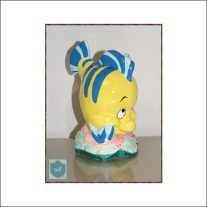 Japan Disney Flounder From Little Mermaid Ceramic - Hand-Glazed-Painted Figurine - Disney