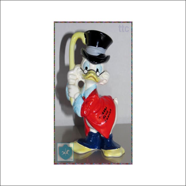 Japan - Disney Uncle Scrooge Mcduck - Ceramic - Hand-Glazed-Painted Figurine - Disney