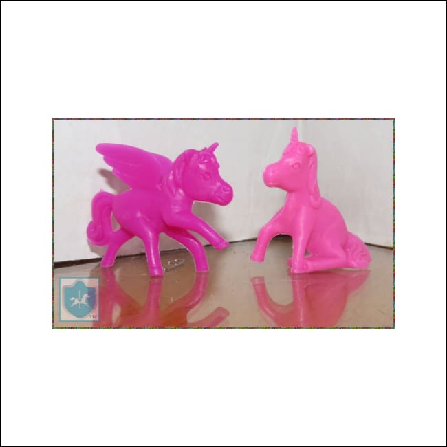 Miniature Unicorn - Pegasus - 2 Long Pvc - Pink - Figurine