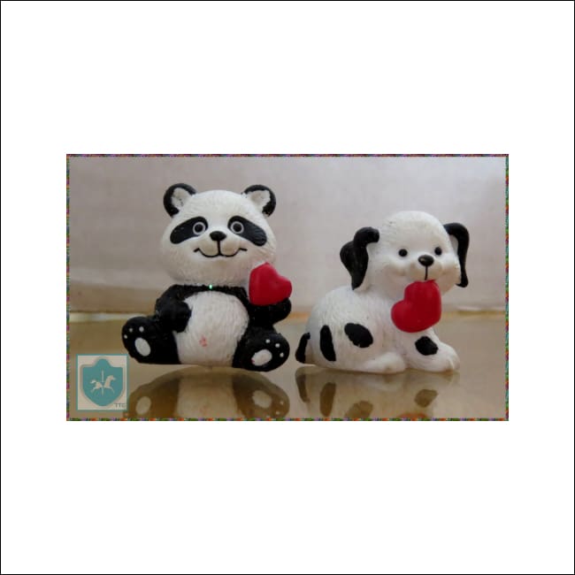 Russ Miniature - Miniature Dog & Panda - 1 1/8 Tall - Figurine