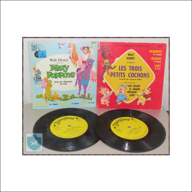 Vintage Disney - Small Records And Booklets - All French / Français - Lot Of 4 - Music