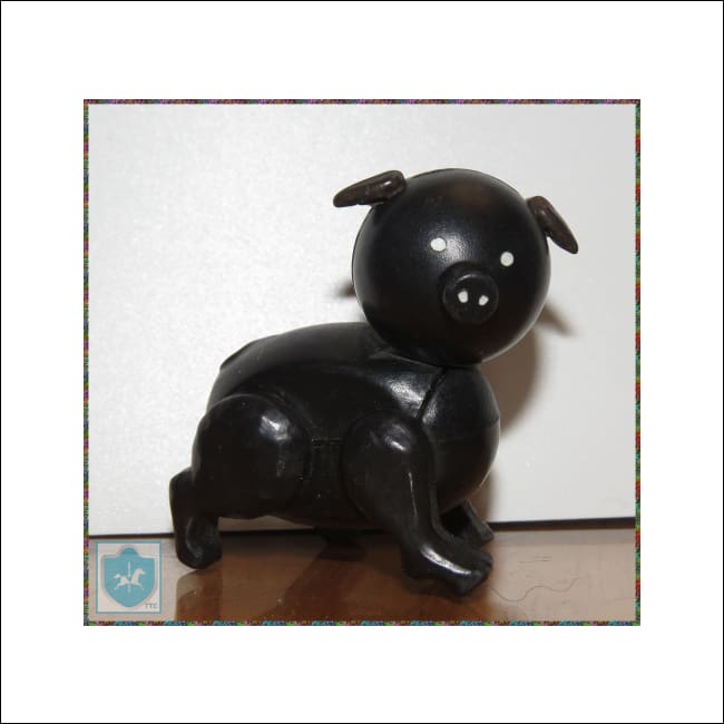 Vintage Fisher Price Little People - Black Pig - From Farm House - Fp